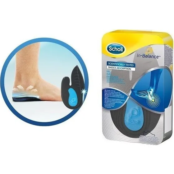 Scholl In-Balance hælindlæg med dobbelt gel og hælløft