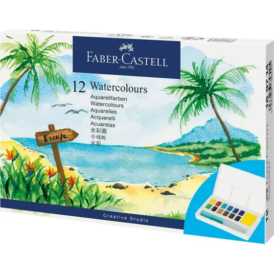 Faber-Castell Akvarelfarver i Paner - 12 farver og pensel
