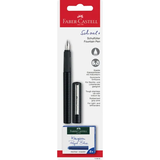 Faber-Castell Fyldepen til børn i Carbon Look inkl. 6 blækpatroner