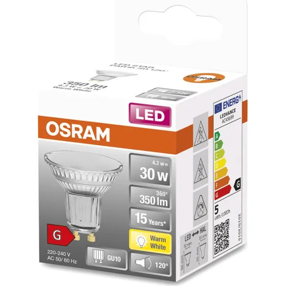 OSRAM LED STAR PAR16 GU10 4,3W 2700K 120°