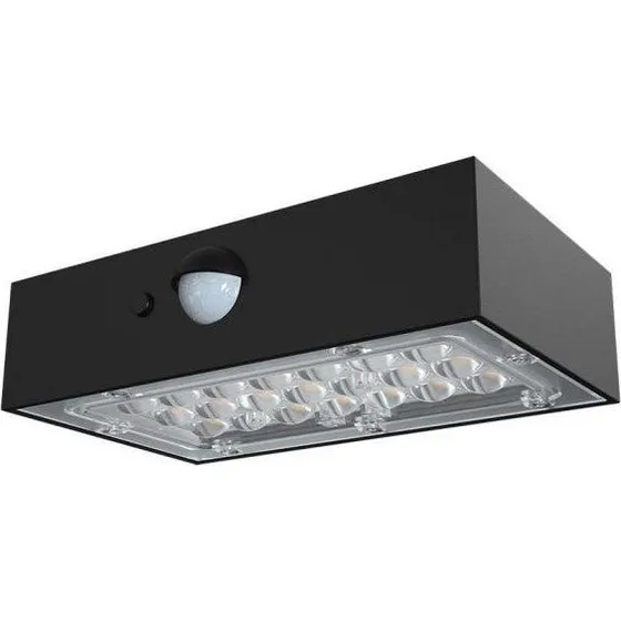 V-Tac 3W Solcelle Væglampe LED - Sort, Med Sensor, IP65