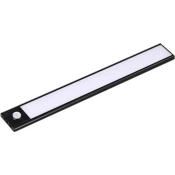 2W LED skabslys med PIR sensor, 3000K, sort, 40cm