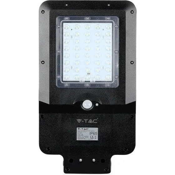 V-Tac 15W Solcelle Gadelampe LED - Sort, IP65 med Sensor