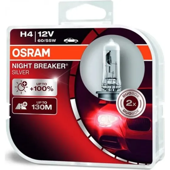 OSRAM Night Breaker H4 (Silver +100%) 60/55W – 2 stk