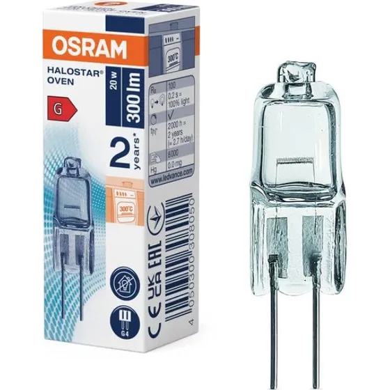 OSRAM Halostar G4 20W ovnpære 12V – klar 2900K