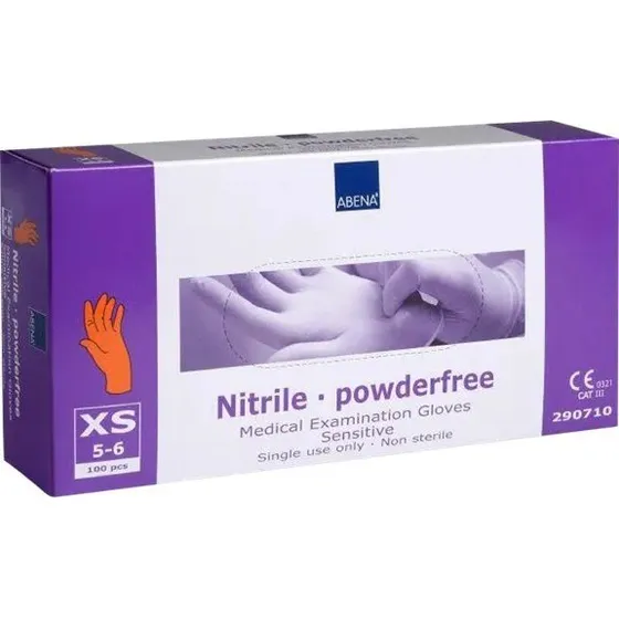 Abena Classic Sensitive XS nitril undersøgelseshandsker, orange 100 stk