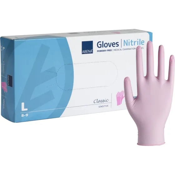 ABENA Classic Sensitive nitrilhandsker, pudderfri L pink - 100 stk