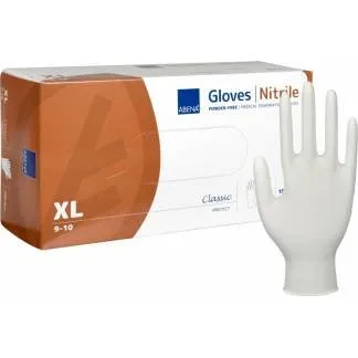 ABENA Classic Protect undersøgelshandske XL, hvid, nitril, pudderfri