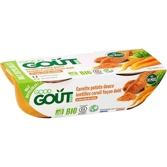 God Gigt Økologisk Babyret Dahl med Gulerod & Sød Kartoffel 2x190g