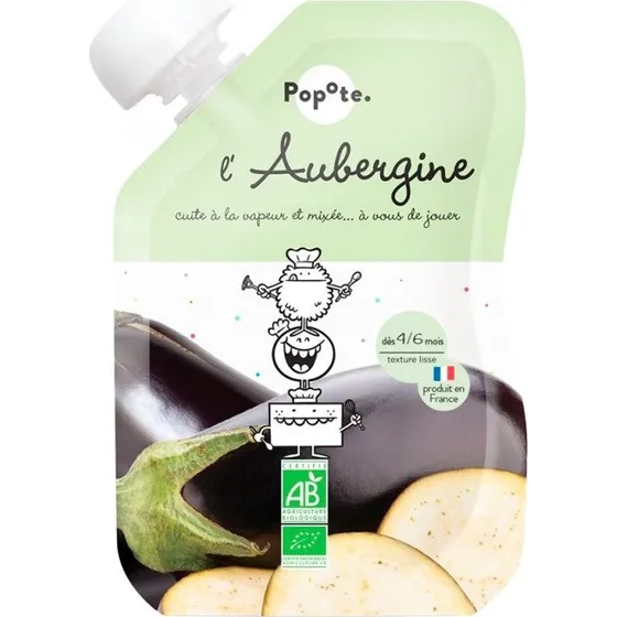 Popote Økologisk Aubergine Babymad 120g (4-6 mdr.)