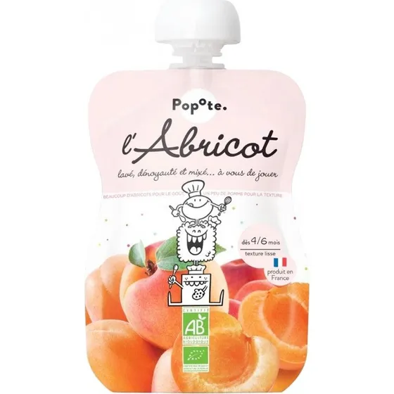 Popote Økologisk Abrikos Babymad (4-6 måneder) - 120 g