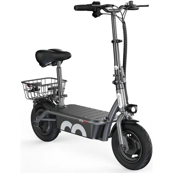 iScooter F2 10" el-løbehjul 500W 36V 7,8Ah med kurv (sølvgrå)