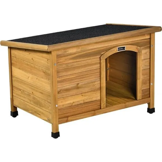 Max Udendørs hundehus i brunt træ med fladt tag (85 x 57 x 58 cm)