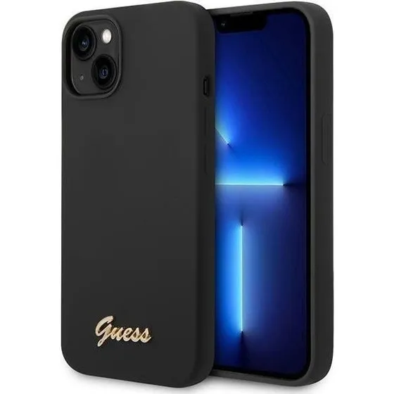 Guess iPhone 14 Plus Silikone Etui - Black med Gold Logo