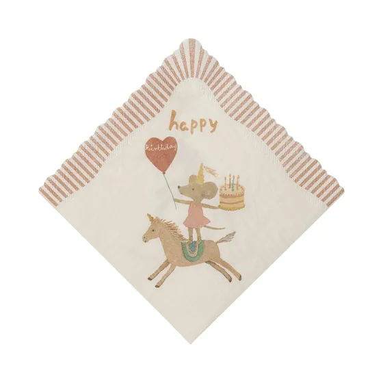 Maileg Happy Birthday Enhjørning Servietter - 20 stk.