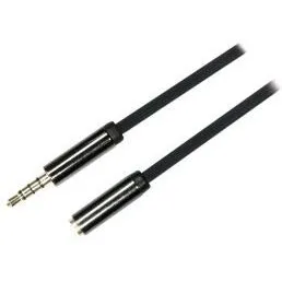 DELTACO 3,5 mm lydkabel 4-benet, han→hun, 1 m, sort