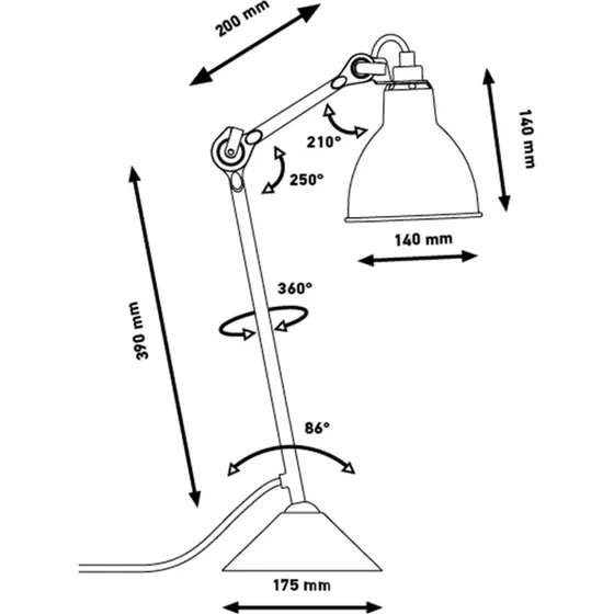 Lampe Gras 205 bordlampe - Sort/Kobber