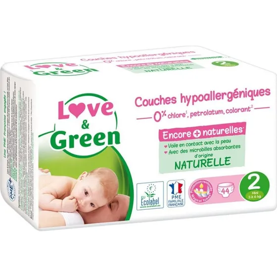Love&Green Hypoallergen bleer Størrelse 2, 3-6 kg (44 stk)