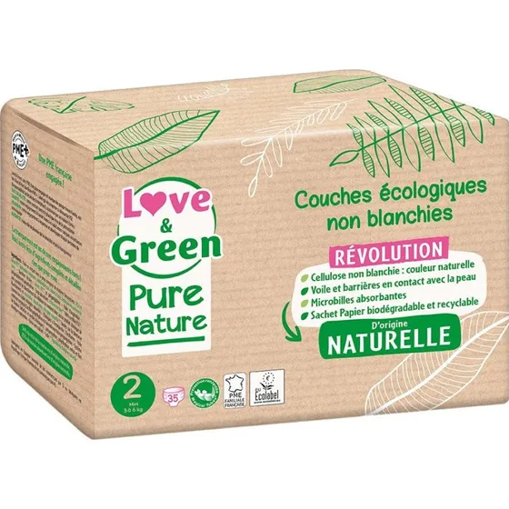 Love&Green Pure Nature Økologiske Bleer - Størrelse 2 (3-6 kg)