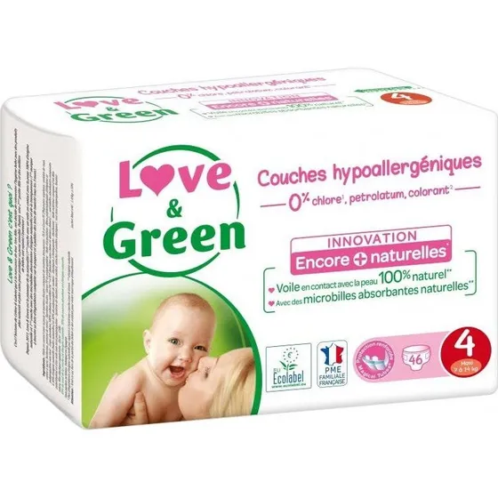 Love&Green T4 Hypoallergene bleer, 7-14 kg (46 stk.)