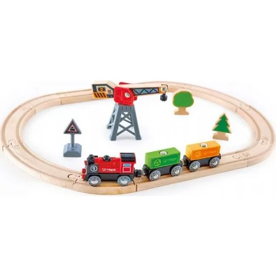 Hape Cargo Delivery Loop – togbane med kran