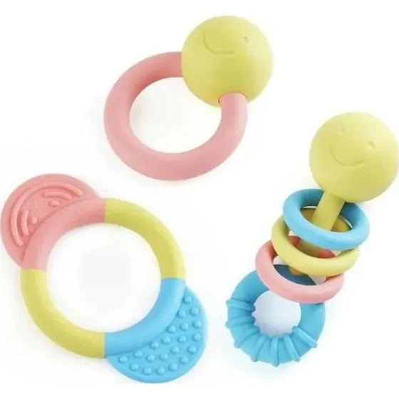 Hape Rattle & Teether Collection – 3 dele øko-tyggelegetøj