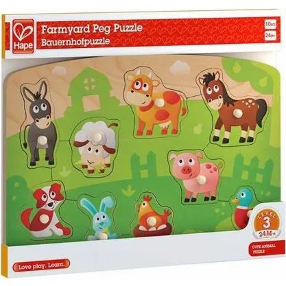 Toybags Puslespil - Gård, 10 træbrikker (knop-puslespil)