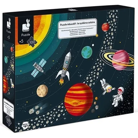 Janod Educational Puzzle Solsystem - 100 brikker