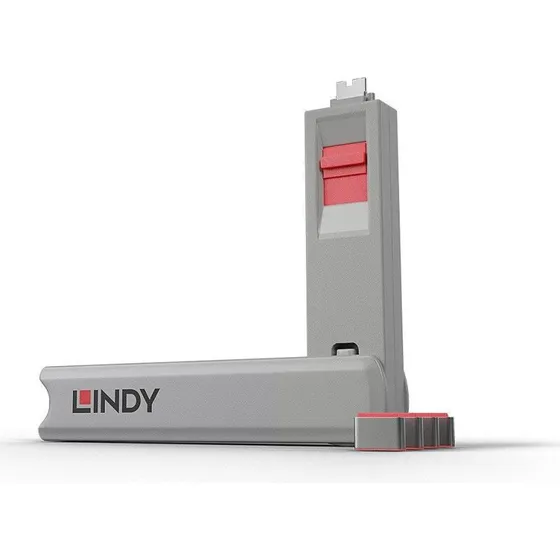 LINDY USB Type-C Portblokering, 4 stk. + nøgle, pink