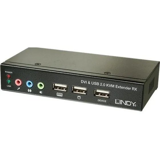 Lindy 39377 KVM-extender DVI & USB 2.0 - Sort