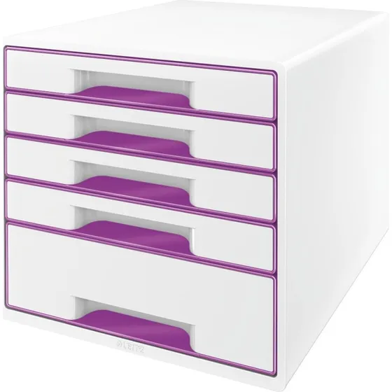 Leitz Desk Cube WOW 5-skuffer Lilla/Hvid