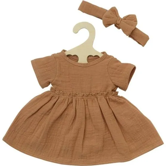 Heless Dukkekjole med Flæser, Brun, 35-45 cm