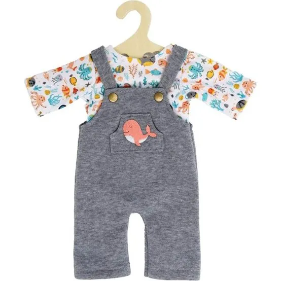 Heless Dukketøj Pink Whale Dungarees & T-shirt 35-45 cm