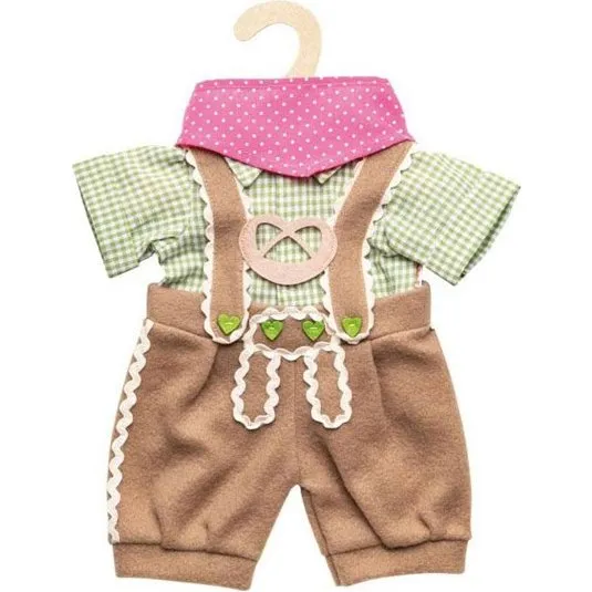 Heless Lederhosen sæt med skjorte og tørklæde til dukker (35-45 cm)