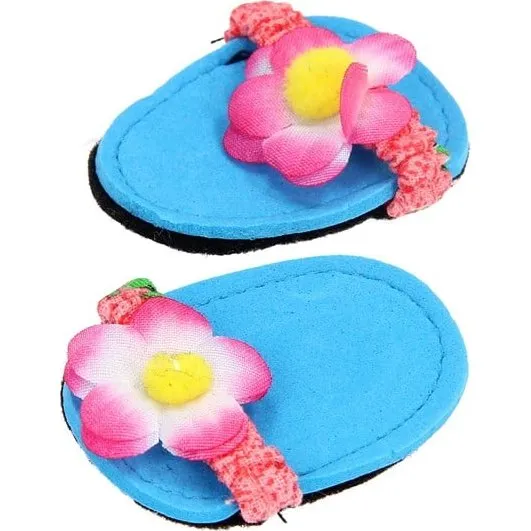 Heless Dukketøfler med blomster, lyserød, 28-35 cm