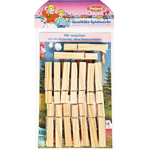 Heless Dolls Clothespins - 16 stk. små tøjklemmer i træ