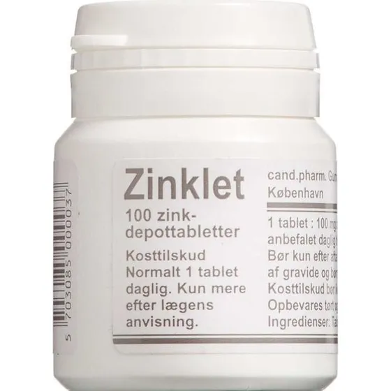 Zinklet Depottabletter 100 stk – 22 mg zink