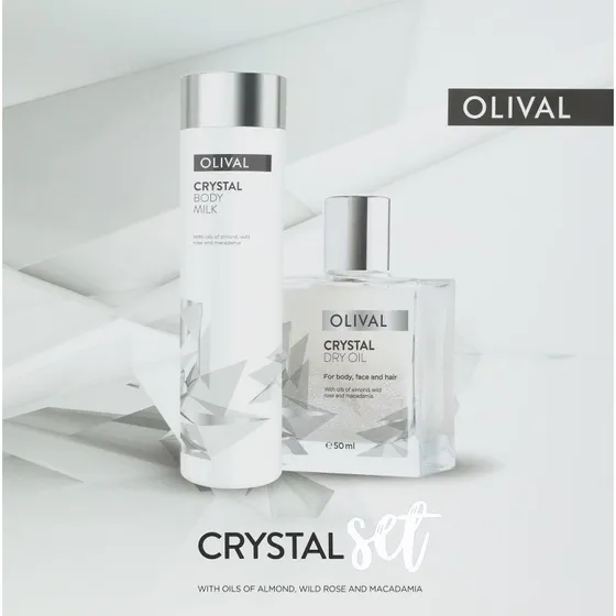 Olival Krystal Gavesæt: Kropsmælk 200 ml & Glitterolie 50 ml