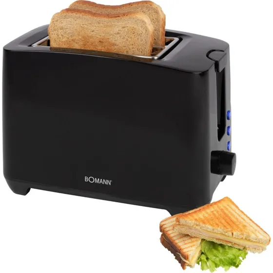 Bomann TA 6065 CB Brødrister, 750W, 2 skiver, Sort