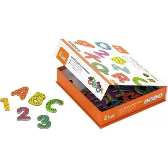 VIGA Træ magnetbogstaver & tal, 77 stk.