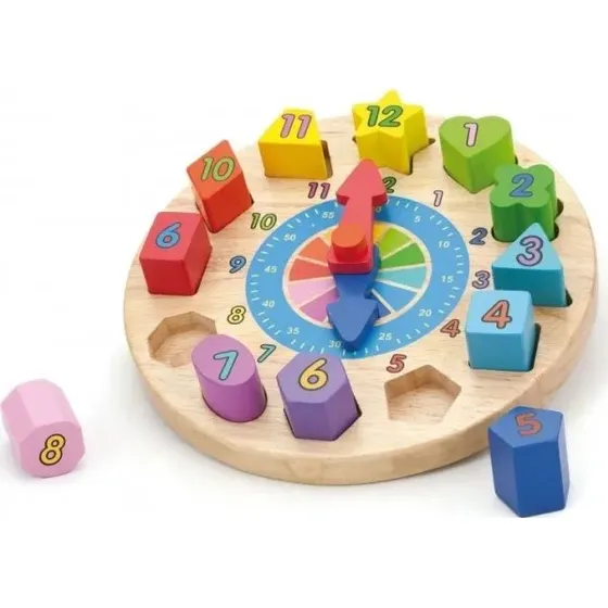 Viga 59235VG Træ-ur med putteklodser Ø22 cm