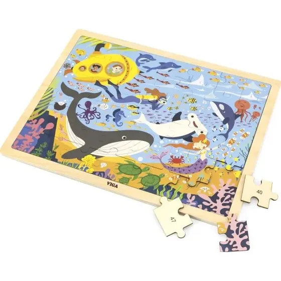VIGA Træpuslespil 'Under vandet' – 48 brikker
