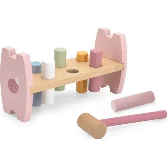 Viga 44208 PolarB træbank med hammer, ræv (pastel)