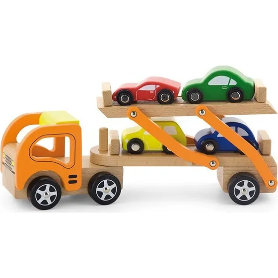 VIGA Autotransporter i træ med 4 biler (28,5 cm)