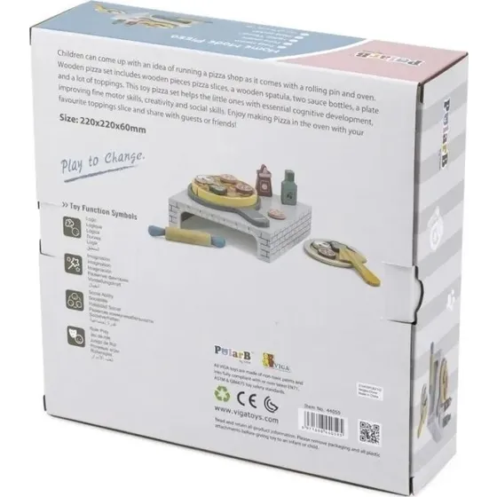 Viga 44059 PolarB Træ-pizza sæt med ovn og tilbehør