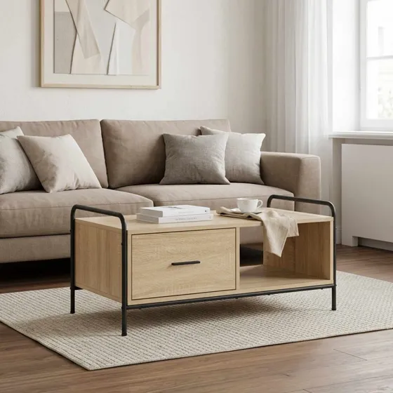 vidaXL Sofabord Sonoma-eg 90 x 49 x 41 cm