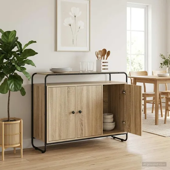 vidaXL Skænk Sonoma-eg 102 x 35 x 75 cm