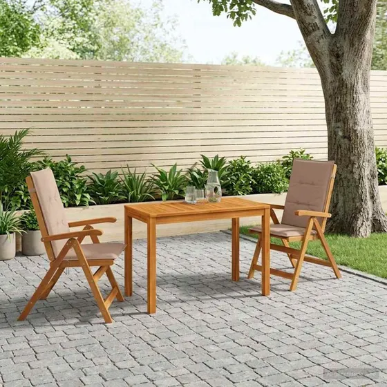 vidaXL Garden Dining Set i massivt akacietræ - 3 dele