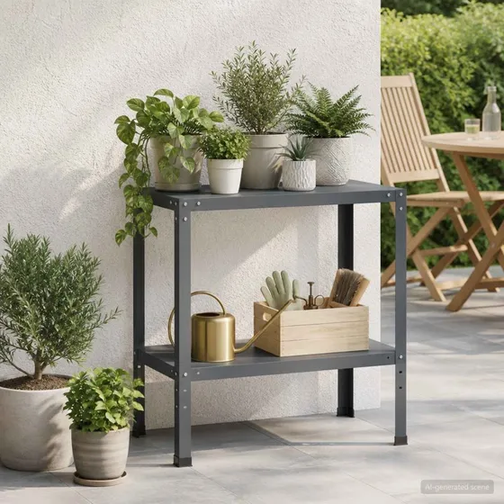vidaXL Plantebord 80x40x80 cm i pulverlakeret stål, antracit