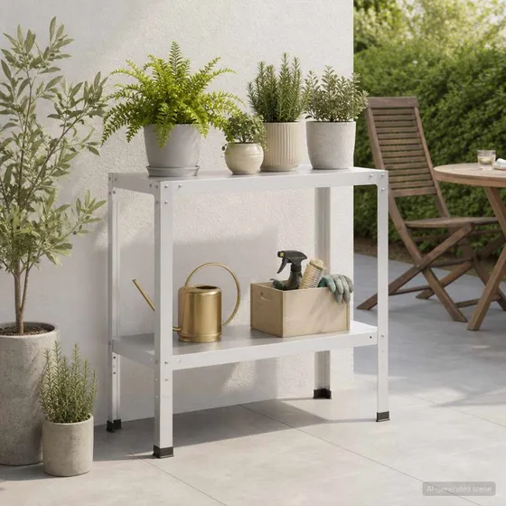 vidaXL Plantebord 80 x 40 x 80 cm i pulverlakeret stål, hvid